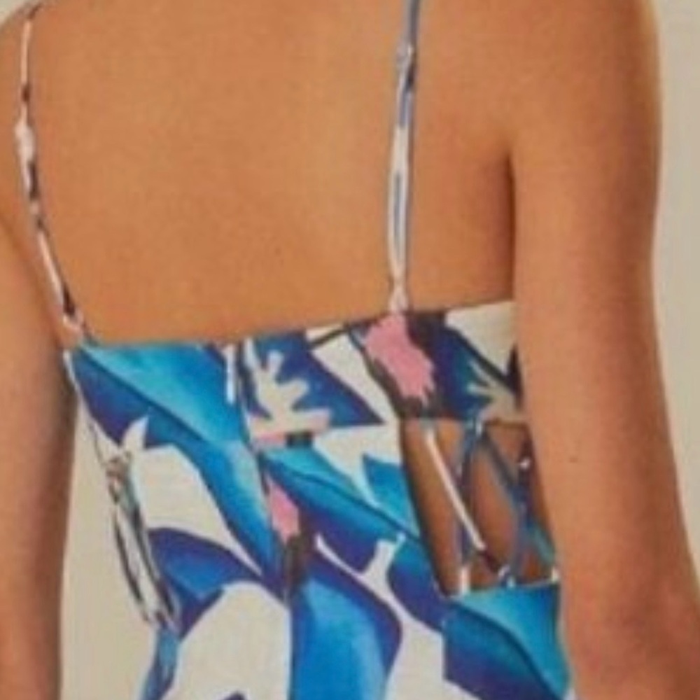 FARM Rio Blue and White Tropical Leaf Maxi Dress - Picture 5 of 6